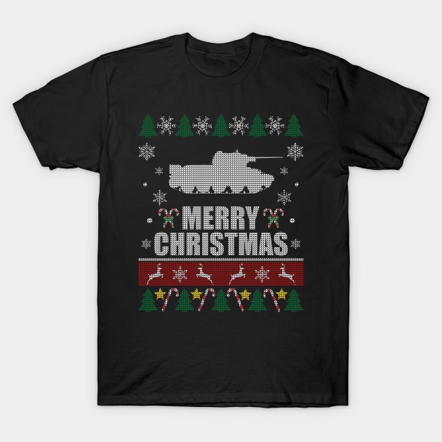 Military Tank Christmas T-Shirt by Sleazoid